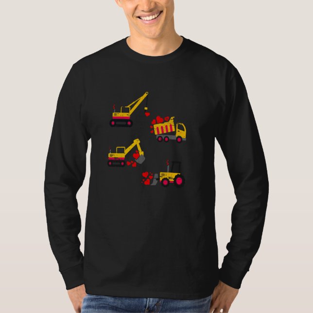 Camiseta Valentines Day Construction Trucks Boys Kids Toddl (Anverso)