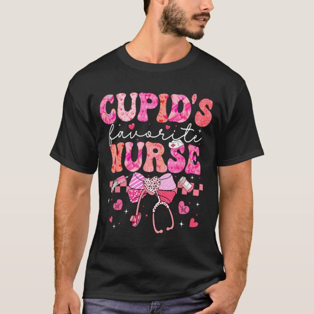 Camiseta Valentines Day Cud’s Favorite Nurse Heart Girl Wom (Anverso)