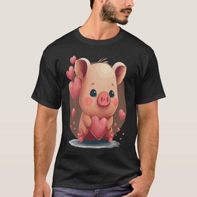 Camiseta Valentines Day Cute Pig Farmer Pet Pig Animal (Anverso)