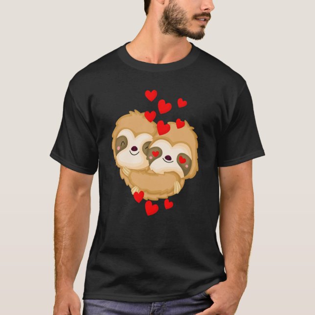 Camiseta Valentines Day Cute Sloth  Boyfriend Girlfriend (Anverso)