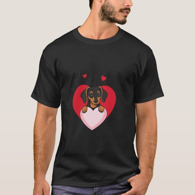 Camiseta Valentine's Day Dachshund Heart (Anverso)
