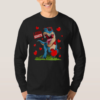 Camiseta Valentines Day Dinosaur I Steal Hearts Boys Men Lo