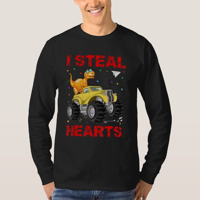 Camiseta Valentines Day Dinosaur I Steal Hearts Cute Valent (Anverso)