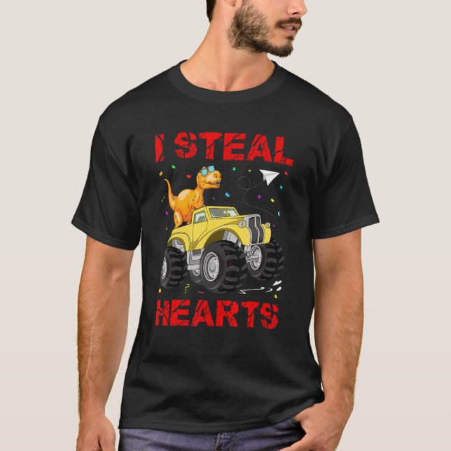 Camiseta Valentines Day Dinosaur I Steal Hearts Cute Valent (Anverso)