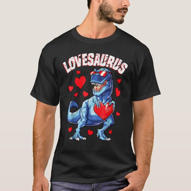 Camiseta Valentines Day Dinosaur Lovesaurus rex Boys Men Ki (Anverso)