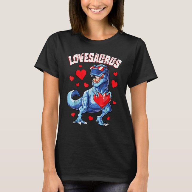 Camiseta Valentines Day Dinosaur Lovesaurus rex Boys Men Ki (Anverso)