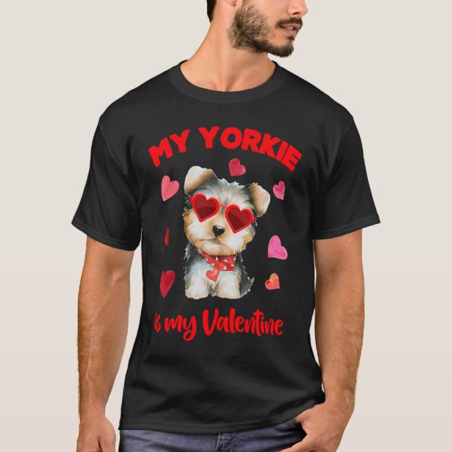 Camiseta Valentines Day Dog  Heart My Yorki Is My Valentine (Anverso)