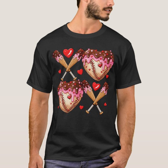 Camiseta Valentines Day Drip Heart Baseball XOXO Boys  Men  (Anverso)