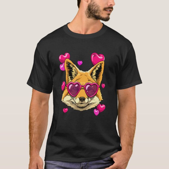 Camiseta Valentines Day Fox Heart Love Day Couples Fox  Hun (Anverso)