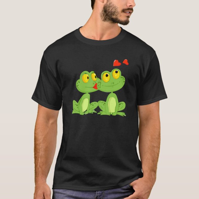 Camiseta Valentines Day Frogs Heart Boyfriend Girlfriend (Anverso)