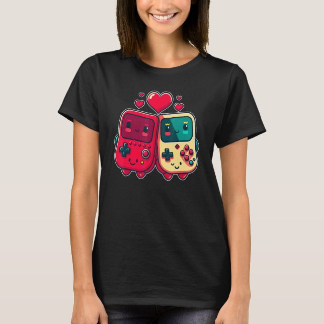 Camiseta Valentine's Day Gaming Console for Gamer Couples K (Anverso)