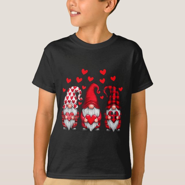 Camiseta Valentines Day Gnomes Cute Red Hearts Love Gnome W (Anverso)