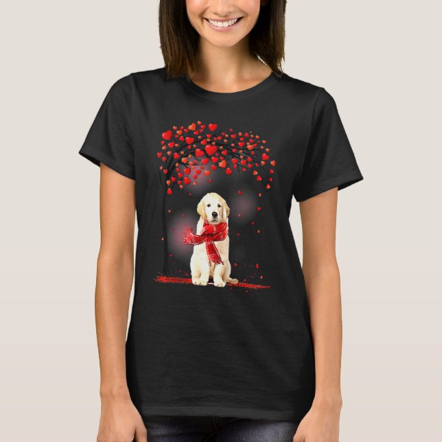 Camiseta Valentines Day Golden Retriever Tree Heart Puppy D (Anverso)