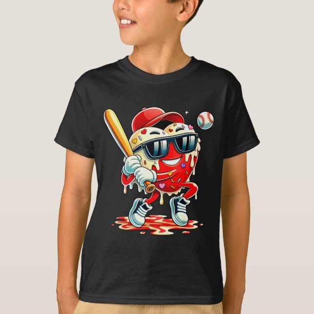 Camiseta Valentines Day Heart Baseball Drip Ice Cream Boys  (Anverso)