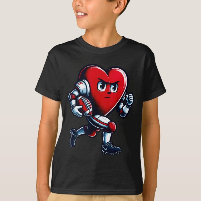 Camiseta Valentines Day Heart Football Player Team Srts  (Anverso)