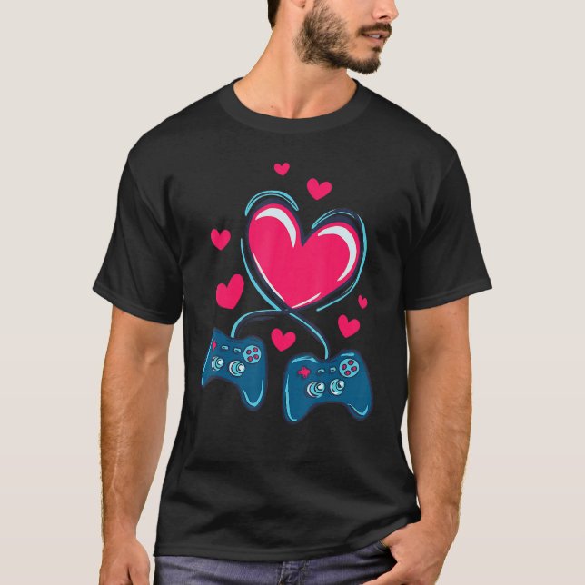 Camiseta Valentines Day Heart Gamer V Is For Video Games (Anverso)