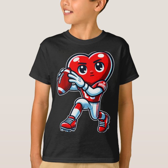 Camiseta Valentines Day Heart Quarterback Football Srts  (Anverso)