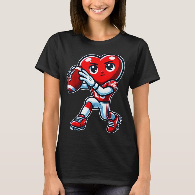 Camiseta Valentines Day Heart Quarterback Football Srts  (Anverso)