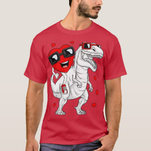 Camiseta Valentines Day Heart Riding Dinosaur T Rex Funny B