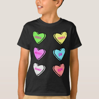 Camiseta Valentines Day Hearts Drinking Liquor Lovers Anti 