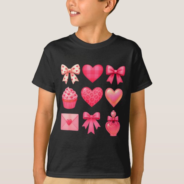 Camiseta Valentines Day Hearts Leopard Coquette Bow Party W (Anverso)