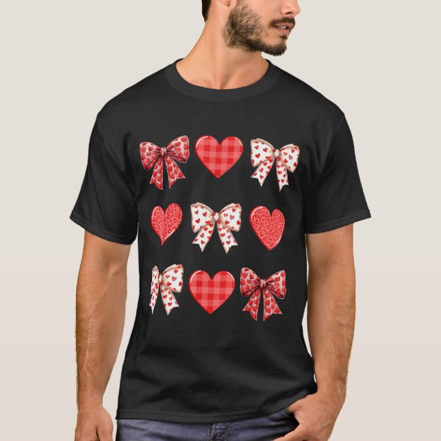 Camiseta Valentines Day Hearts Leopard Coquette Bow Women G (Anverso)