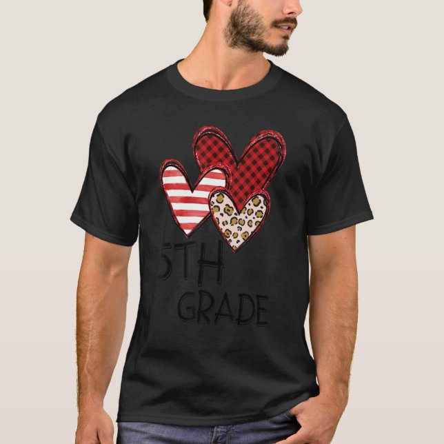 Camiseta Valentines Day Leopard 5th Grade Teacher Buffalo P (Anverso)