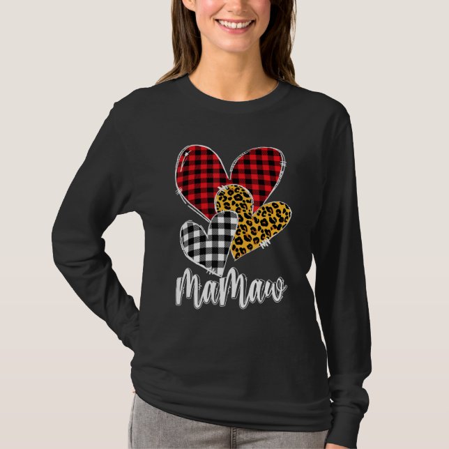 Camiseta valentines day leopard mamaw Buffalo Plaid mamaw l (Anverso)