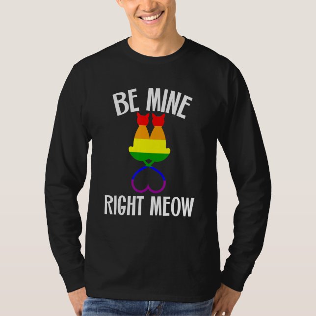 Camiseta Valentine's Day Lesbian Pride Cat  Be Mine Right M (Anverso)