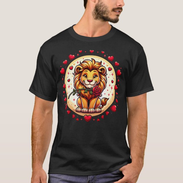 Camiseta Valentines Day Lion Heart For Men, Women And Kids  (Anverso)