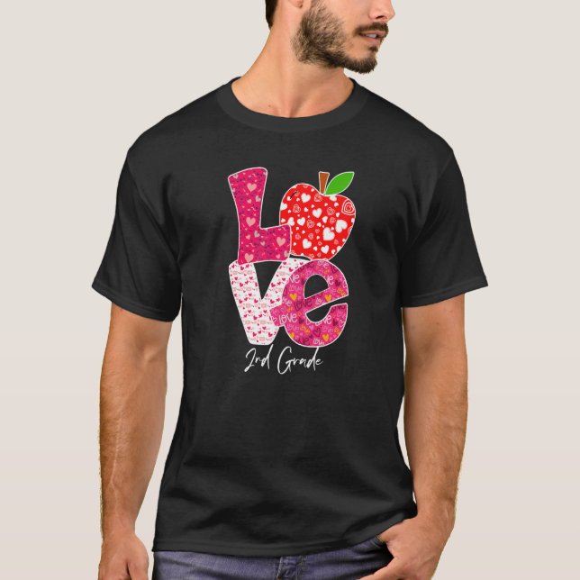 Camiseta Valentines Day Love 2nd Grade Squad Teacher Kids O (Anverso)