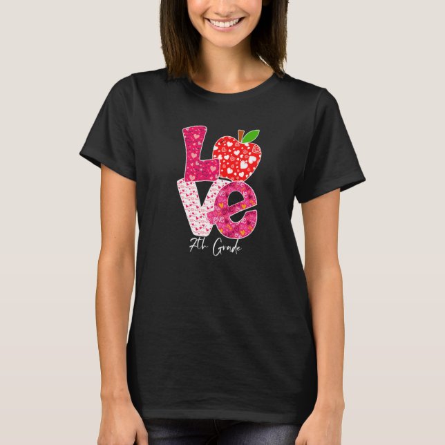 Camiseta Valentines Day Love 7th Grade Squad Teacher Kids O (Anverso)