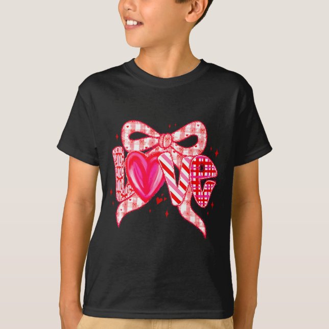 Camiseta Valentines Day Love Funny Coquette Bow Checkered N (Anverso)