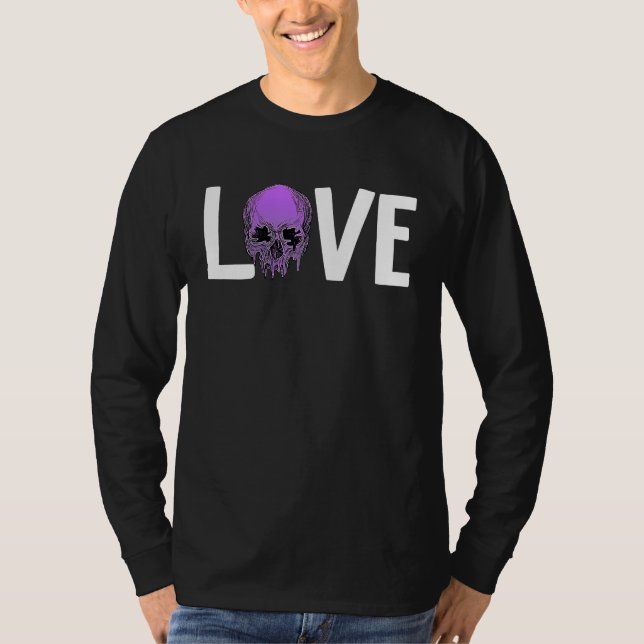 Camiseta Valentine's Day LOVE GOTH Purple Skull (Anverso)