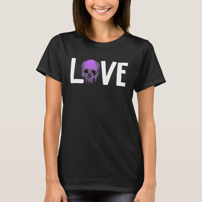 Camiseta Valentine's Day LOVE GOTH Purple Skull (Anverso)