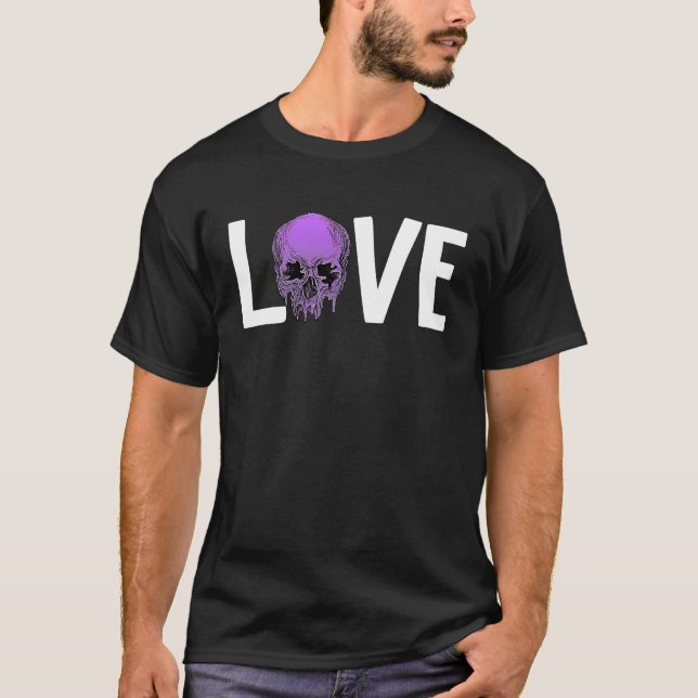 Camiseta Valentine's Day LOVE GOTH Purple Skull (Anverso)