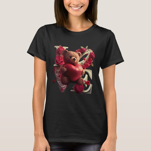 Camiseta Valentine's Day Love Heart Bear Teddy Girlfriend (Anverso)