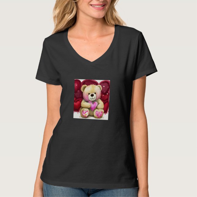 Camiseta Valentine's Day Love Heart Bear Teddy Girlfriend F (Anverso)