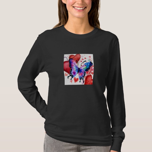 Camiseta Valentine's Day Love Heart Butterfly Girlfriend Fi (Anverso)