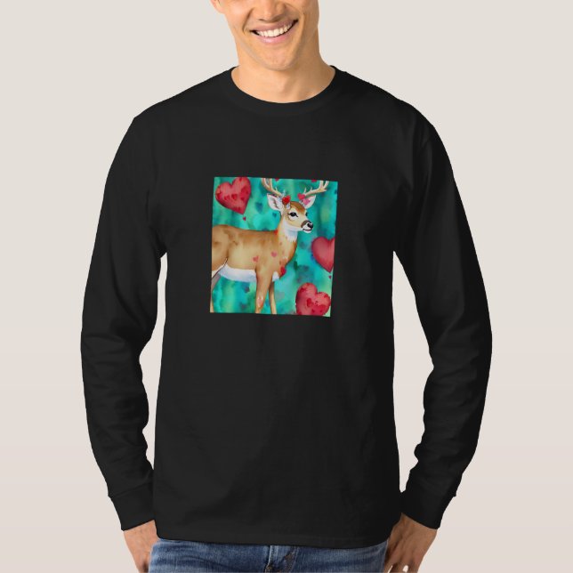 Camiseta Valentine's Day Love Heart Cute Deer Girlfriend Fi (Anverso)