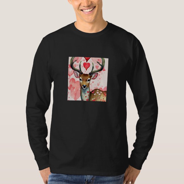 Camiseta Valentine's Day Love Heart Cute Deer Girlfriend Fi (Anverso)