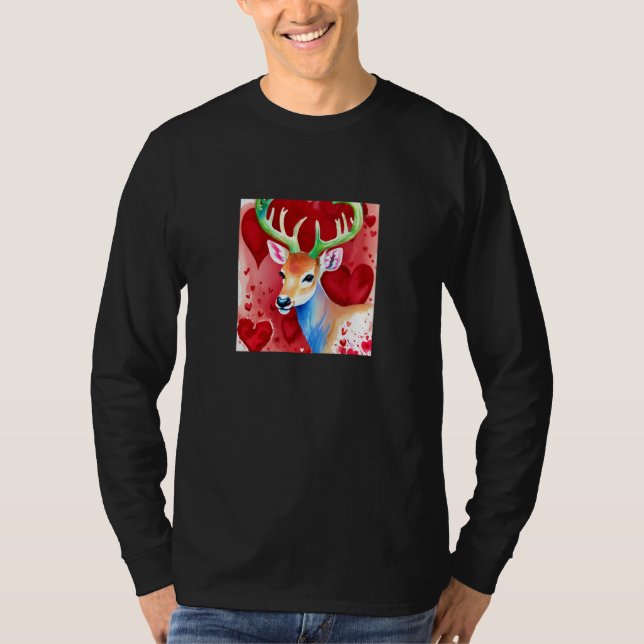 Camiseta Valentine's Day Love Heart Cute Deer Girlfriend Fi (Anverso)