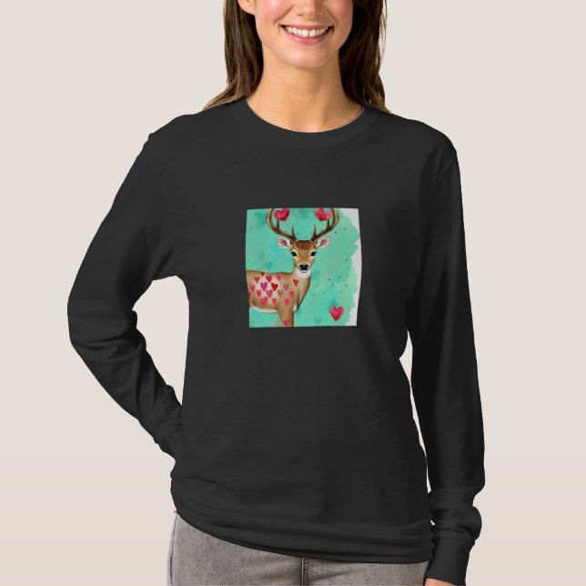Camiseta Valentine's Day Love Heart Cute Deer Girlfriend Fi (Anverso)