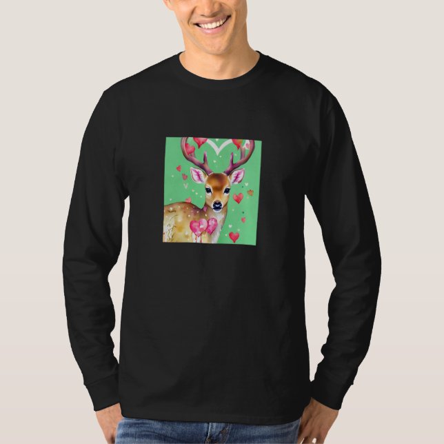 Camiseta Valentine's Day Love Heart Cute Deer Girlfriend Fi (Anverso)