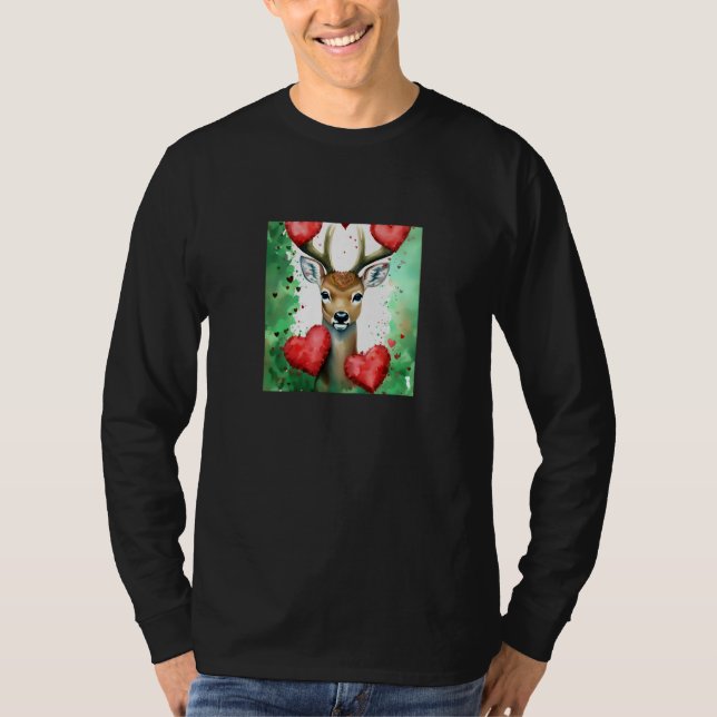 Camiseta Valentine's Day Love Heart Cute Deer Girlfriend Fi (Anverso)