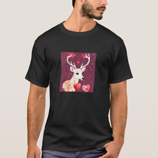 Camiseta Valentine's Day Love Heart Cute Deer Girlfriend Fi (Anverso)
