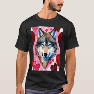 Camiseta Valentine's Day Love Heart Cute Wolf Girlfriend Fi