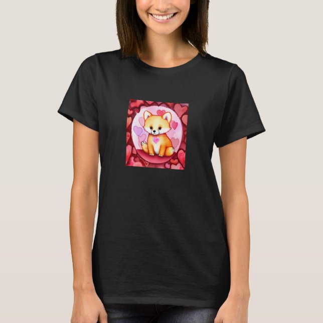 Camiseta Valentine's Day Love Heart Fox Teddy Girlfriend Fi (Anverso)
