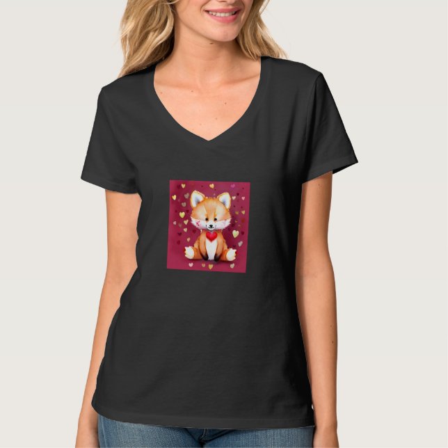 Camiseta Valentine's Day Love Heart Fox Teddy Girlfriend Fi (Anverso)