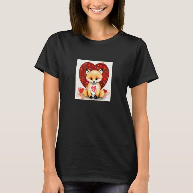 Camiseta Valentine's Day Love Heart Fox Teddy Girlfriend Fi (Anverso)